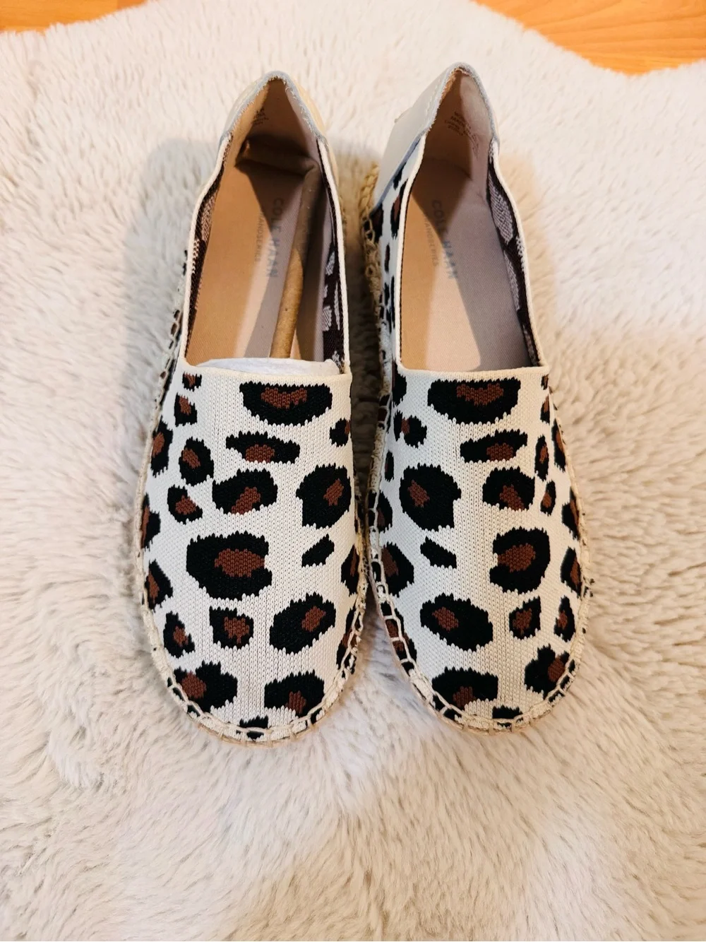 Cole Haan Leopard-Print Espadrilles in White, Brown, Black 7.5
